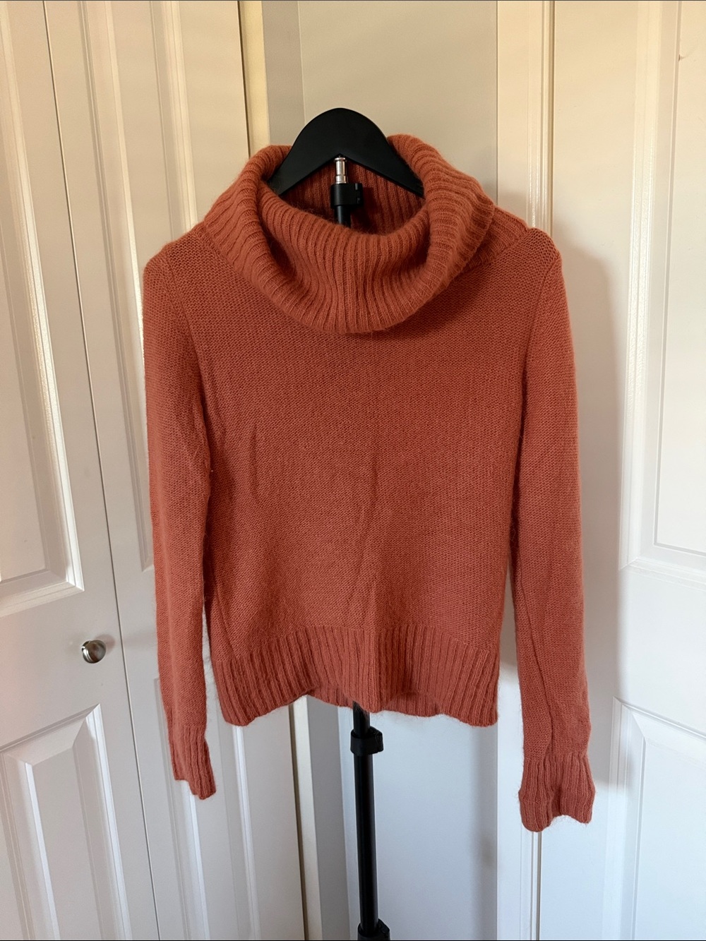 Women's Rust Cowl Neck Angora Sweater